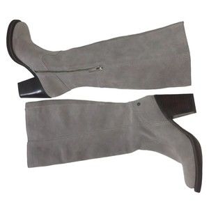 Calvin Klein Jeans Hollyann Suede Leather Knee Boots Chunky Stacked Heel Sz 5.5